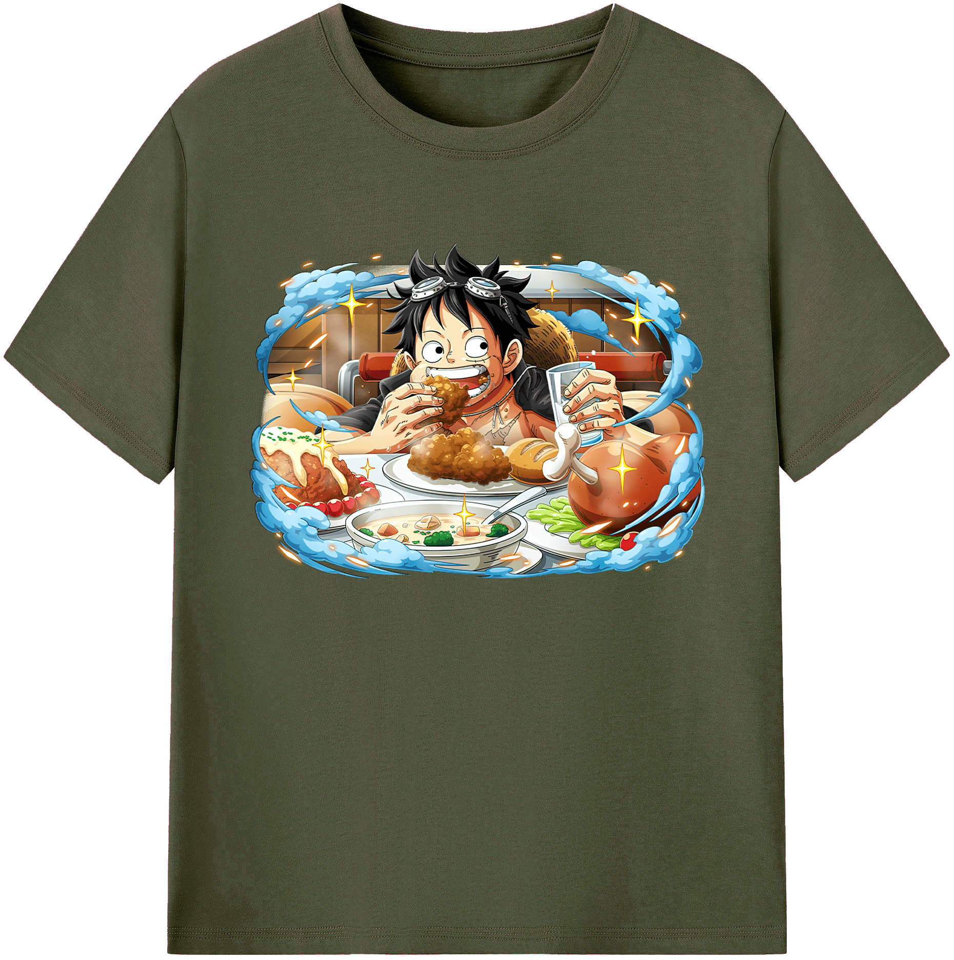 ワンピース モンキー・D・ルフィ ONE PIECE Monkey D. Luffy 綿100％ メンズ半袖Tシャツ｜肌触りやわらか＆通気性
